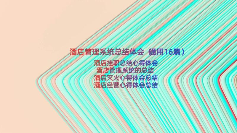 酒店管理系统总结体会（通用16篇）