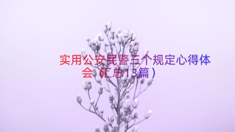 实用公安民警三个规定心得体会（汇总13篇）