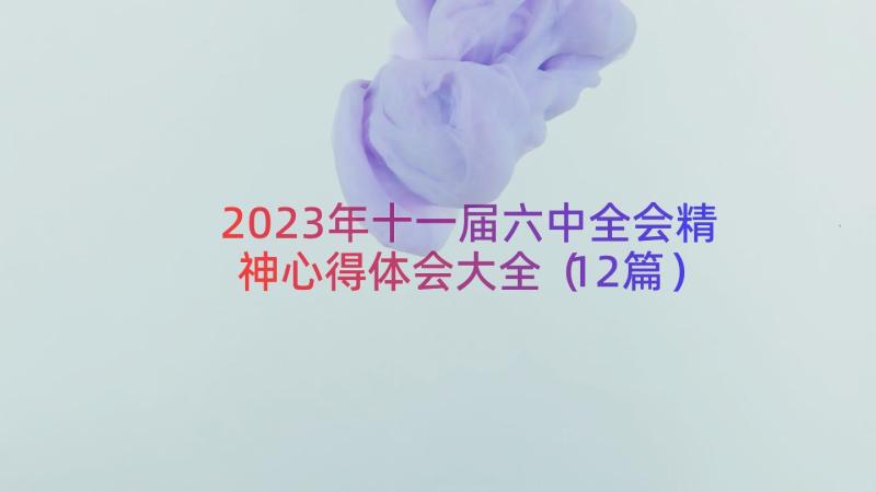 2023年十一届六中全会精神心得体会大全（12篇）