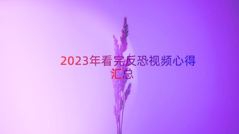 2023年看完反恐视频心得（汇总12篇）