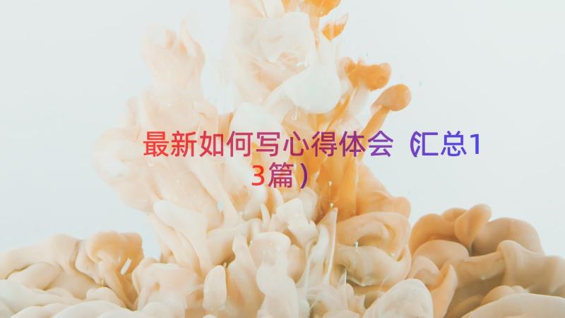 最新如何写心得体会（汇总13篇）