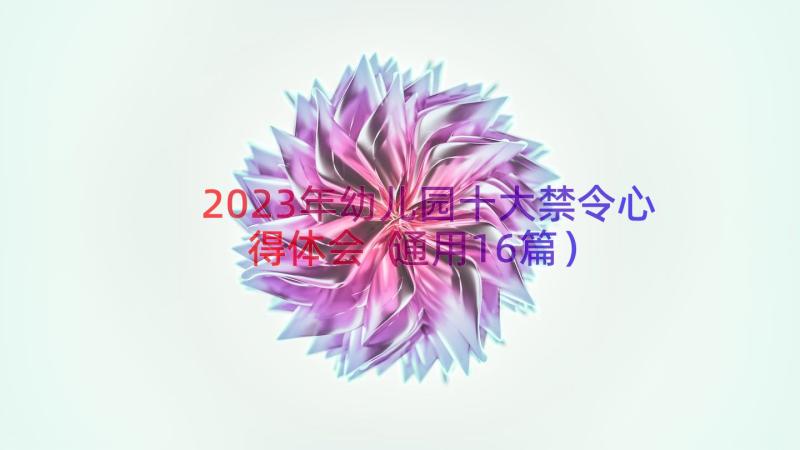 2023年幼儿园十大禁令心得体会（通用16篇）