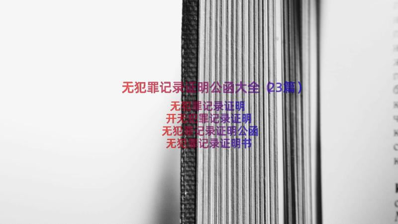 无犯罪记录证明公函大全（23篇）