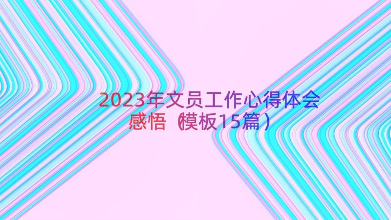 2023年文员工作心得体会感悟（模板15篇）