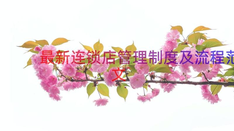 最新连锁店管理制度及流程范文（15篇）