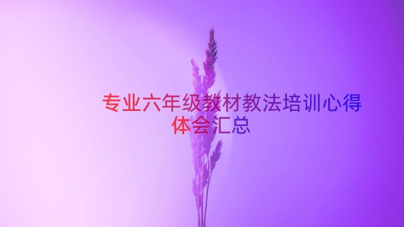 专业六年级教材教法培训心得体会（汇总14篇）