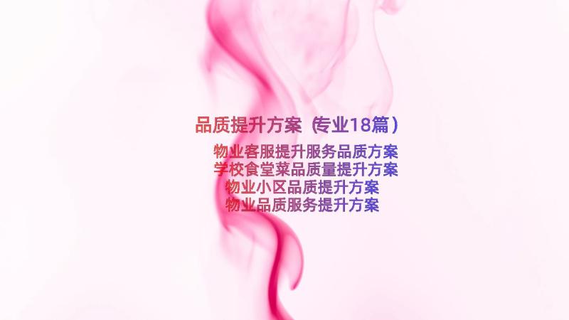 品质提升方案（专业18篇）