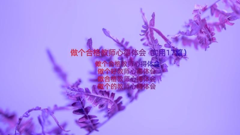 做个合格教师心得体会（实用17篇）