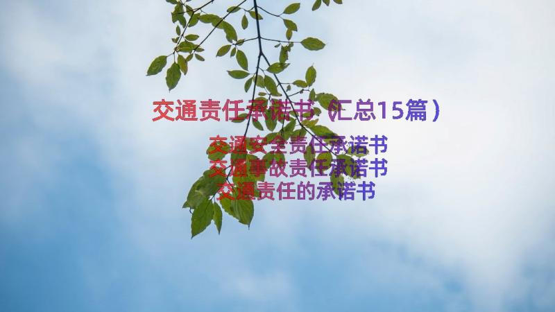 交通责任承诺书（汇总15篇）