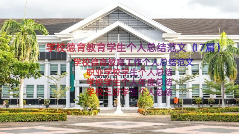 学校德育教育学生个人总结范文（17篇）