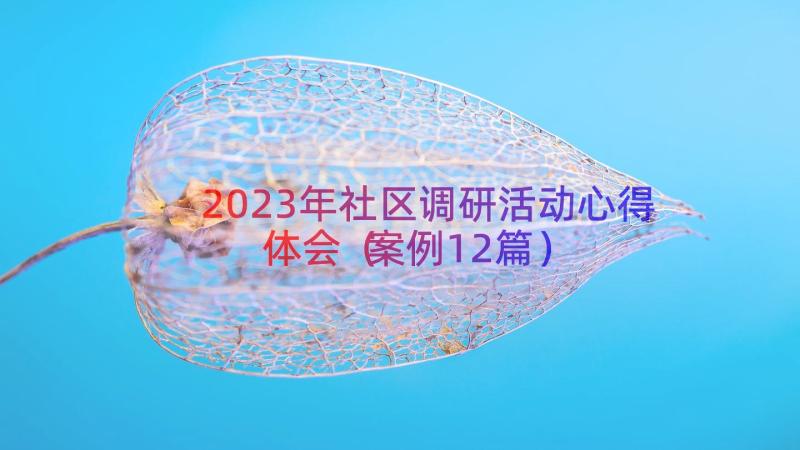 2023年社区调研活动心得体会（案例12篇）