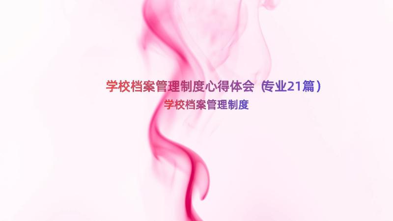 学校档案管理制度心得体会（专业21篇）