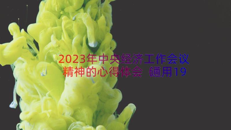 2023年中央经济工作会议精神的心得体会（通用19篇）