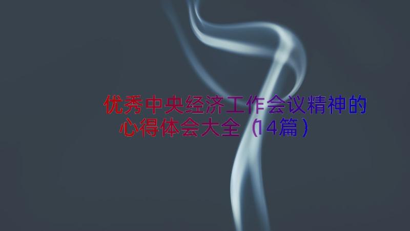 优秀中央经济工作会议精神的心得体会大全（14篇）