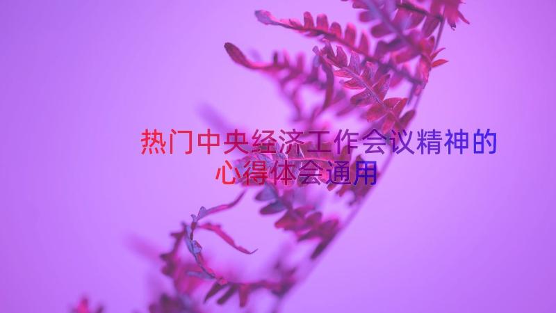 热门中央经济工作会议精神的心得体会（通用20篇）