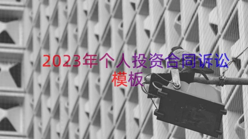 2023年个人投资合同诉讼（模板17篇）