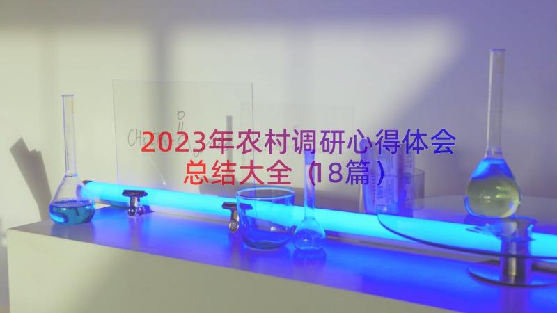 2023年农村调研心得体会总结大全（18篇）