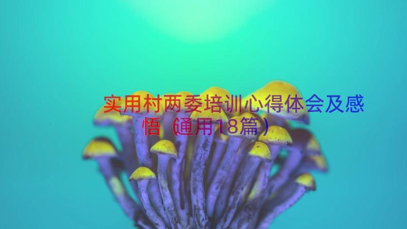 实用村两委培训心得体会及感悟（通用18篇）