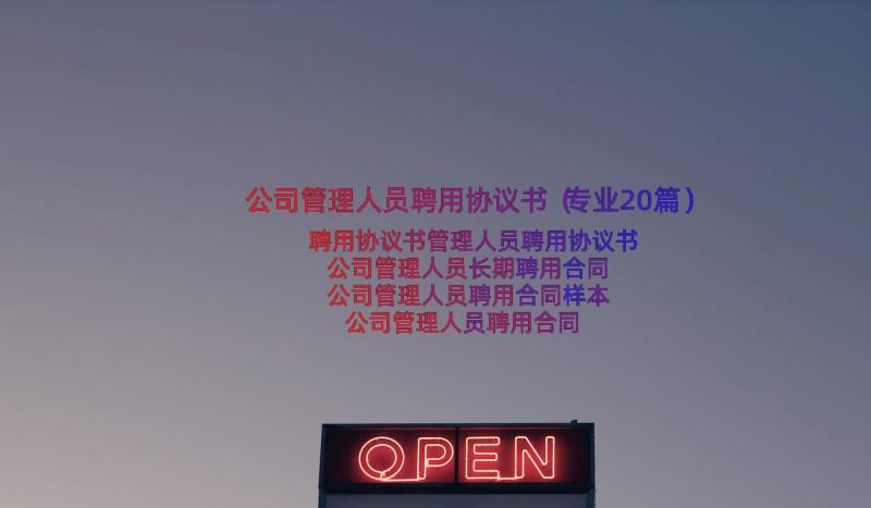 公司管理人员聘用协议书（专业20篇）