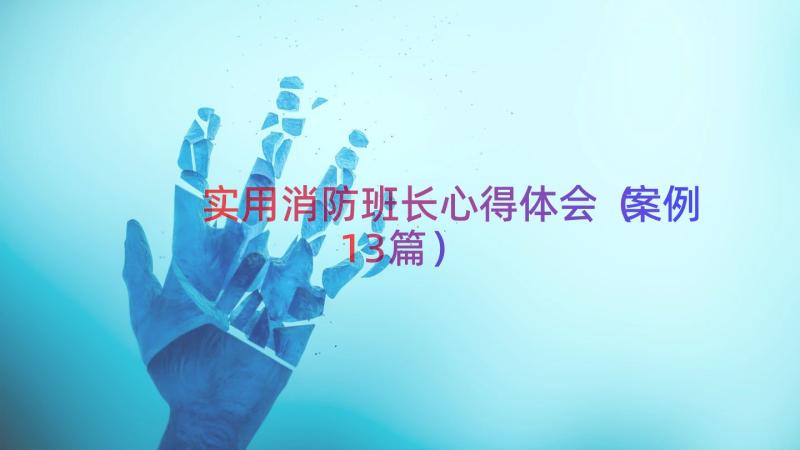 实用消防班长心得体会（案例13篇）