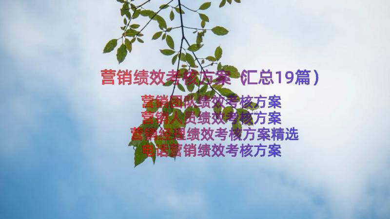 营销绩效考核方案（汇总19篇）