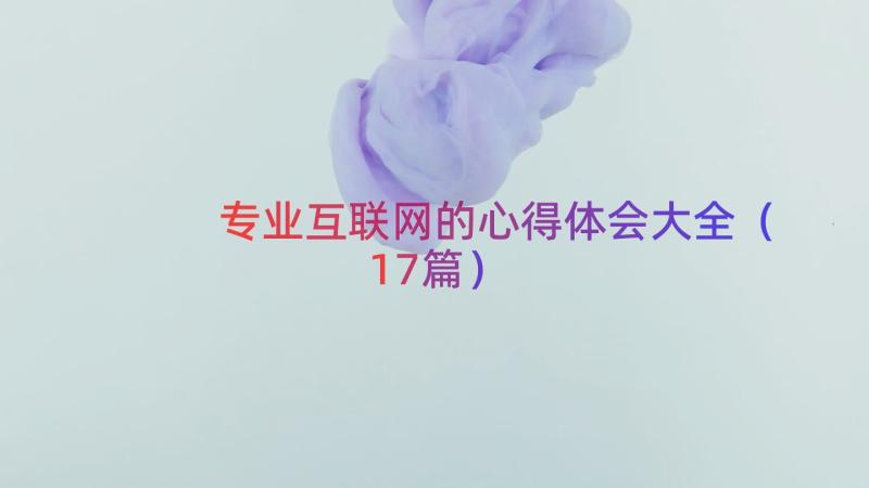 专业互联网的心得体会大全（17篇）