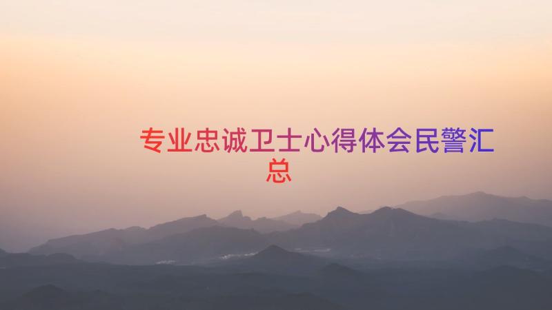 专业忠诚卫士心得体会民警（汇总17篇）