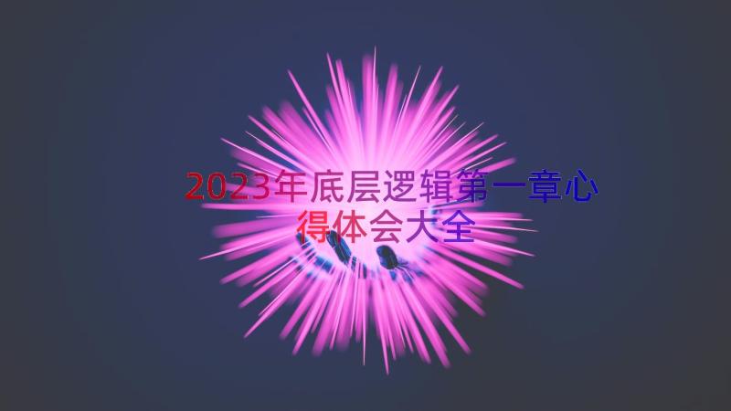 2023年底层逻辑第一章心得体会大全（17篇）