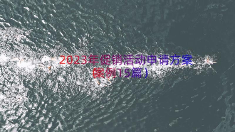 2023年促销活动申请方案（案例15篇）