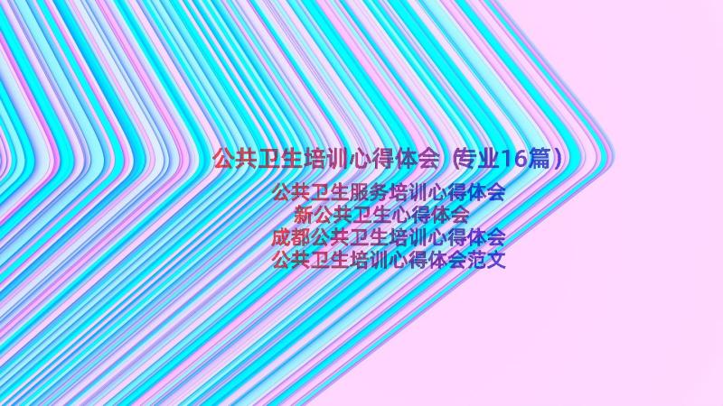 公共卫生培训心得体会（专业16篇）