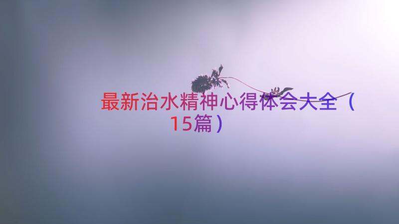 最新治水精神心得体会大全