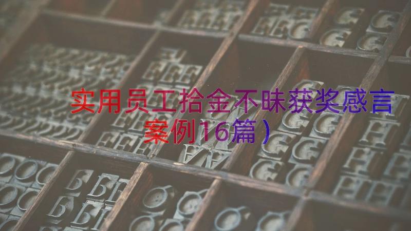 实用员工拾金不昧获奖感言（案例16篇）