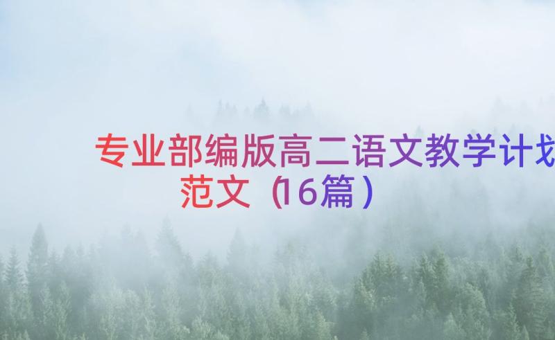 专业部编版高二语文教学计划范文（16篇）