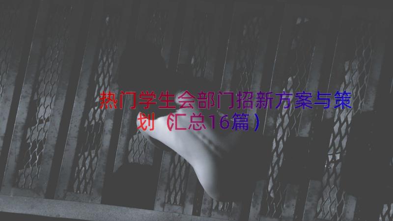 热门学生会部门招新方案与策划（汇总16篇）