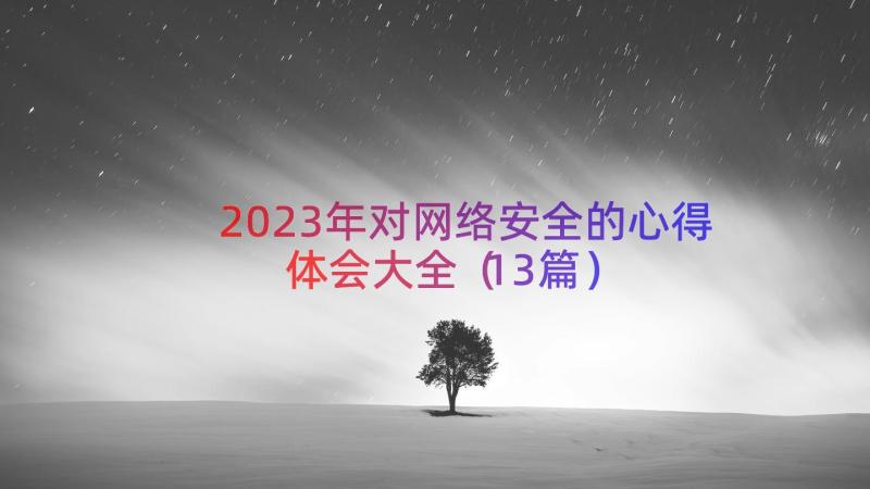 2023年对网络安全的心得体会大全（13篇）