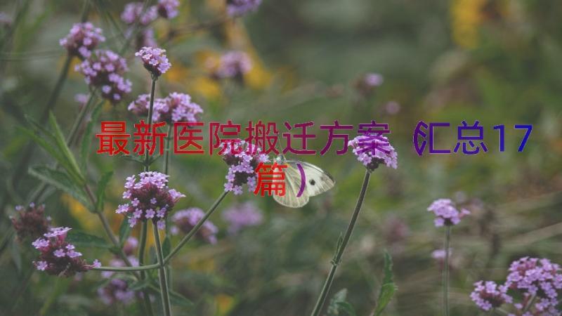 最新医院搬迁方案（汇总17篇）