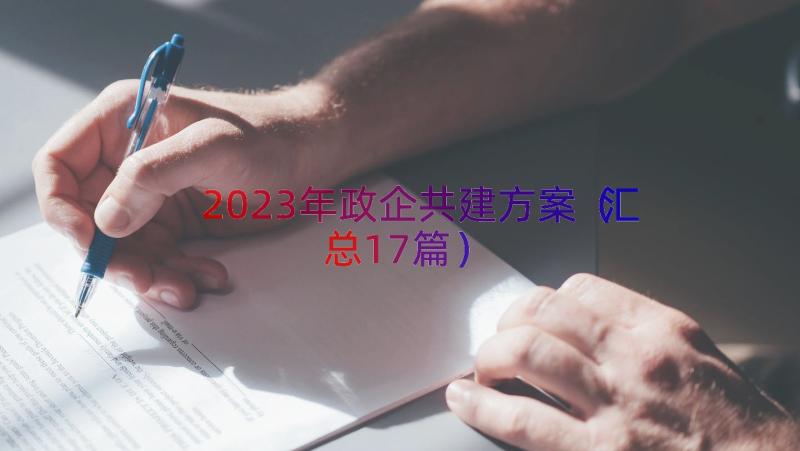 2023年政企共建方案（汇总17篇）