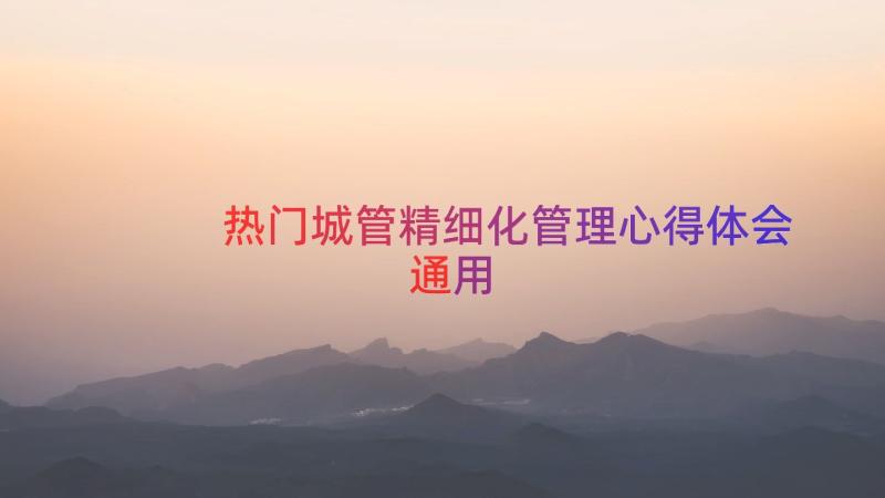 热门城管精细化管理心得体会（通用19篇）