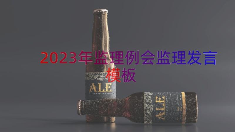 2023年监理例会监理发言（模板17篇）