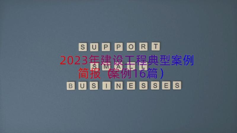 2023年建设工程典型案例简报（案例16篇）