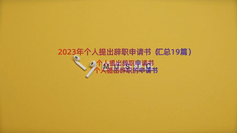 2023年个人提出辞职申请书（汇总19篇）