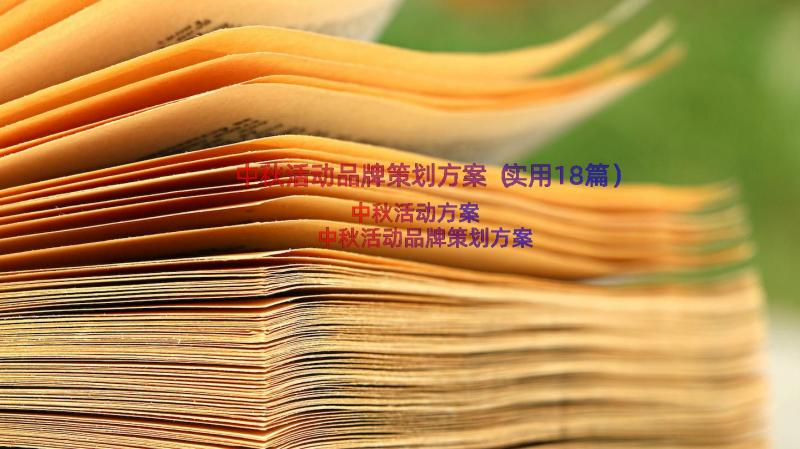 中秋活动品牌策划方案（实用18篇）