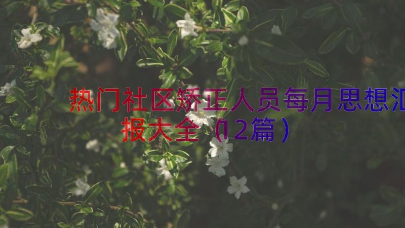 热门社区矫正人员每月思想汇报大全（12篇）