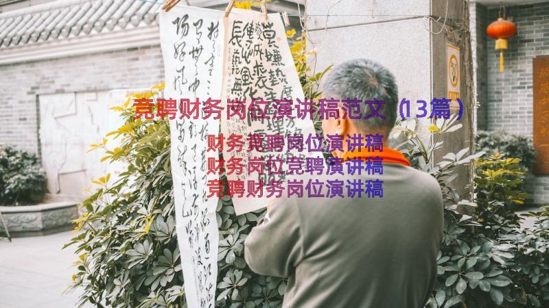 竞聘财务岗位演讲稿范文（13篇）