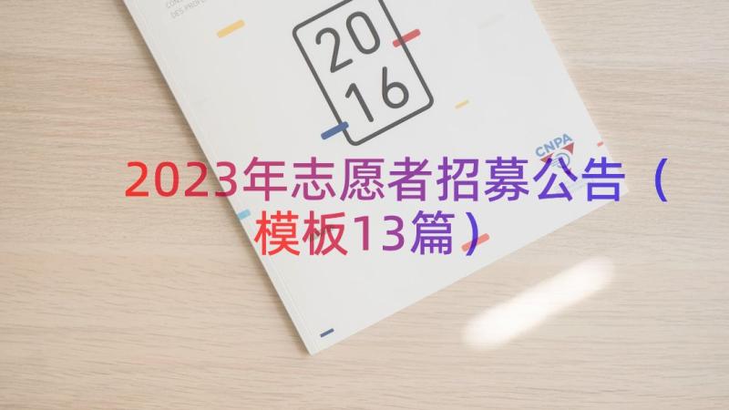 2023年志愿者招募公告（模板13篇）