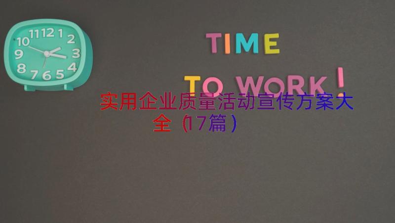 实用企业质量活动宣传方案大全（17篇）