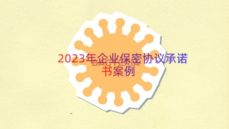 2023年企业保密协议承诺书（案例19篇）