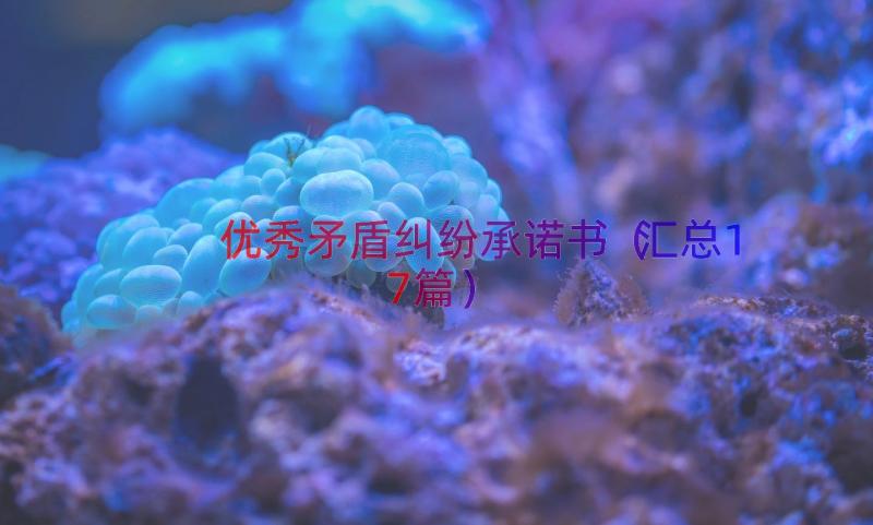 优秀矛盾纠纷承诺书（汇总17篇）