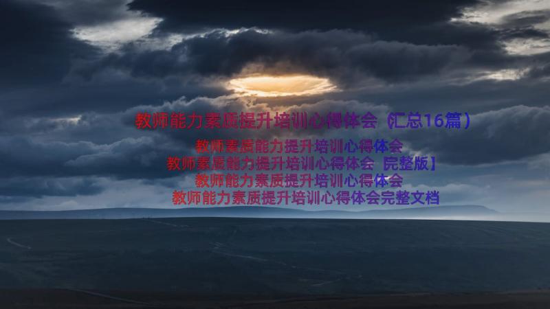 教师能力素质提升培训心得体会（汇总16篇）