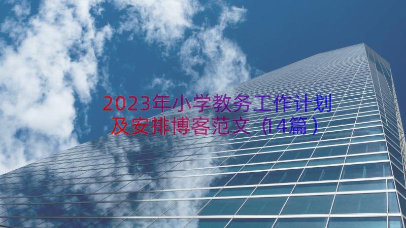 2023年小学教务工作计划及安排博客范文（14篇）